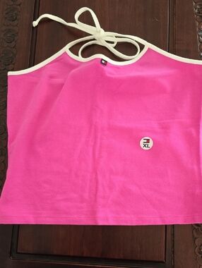 Tommy Hilfiger Pink Crop Halter with White Trim XL